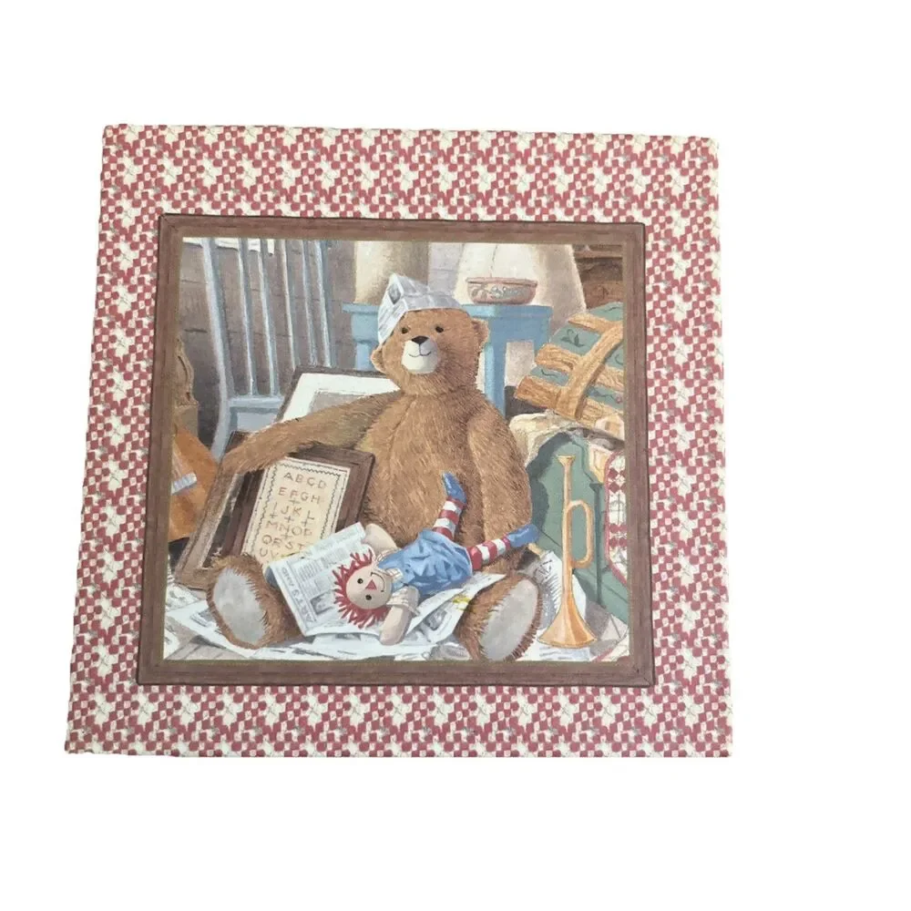 Teddy Bear Set 6 Corked Back Coasters Keepsake Box New Water Resistant Country